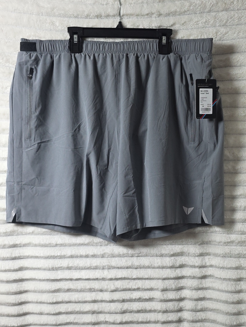 0529 Korsa Men's Lightweight Grey Athletic Shorts with Zip Pockets